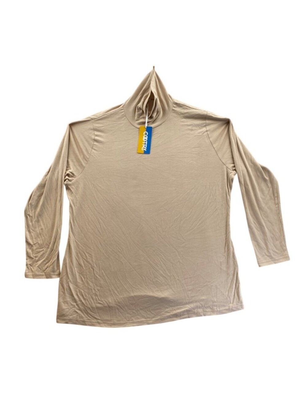 NWT Cootry Mens Turtleneck Shirt Size 3XL Beige Neutral Long Sleeve Lightweight